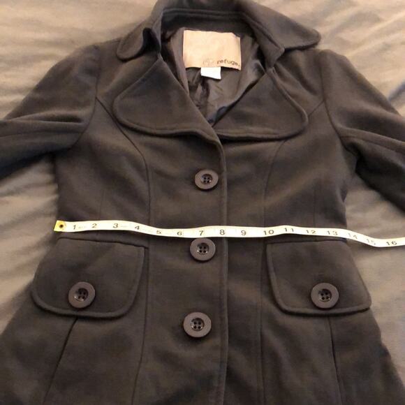 Refuge Charcoal Gray Jacket Juniors Size Small Knit Button Front Belted Back - Picture 8 of 9